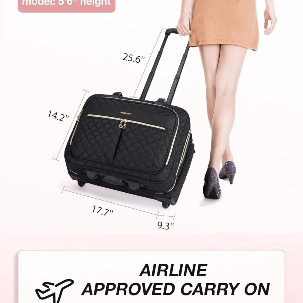 Rolling Laptop Bag Women, Briefcase for 17.3 Inch with Wheels Computer Case Work - Picture 3 of 7